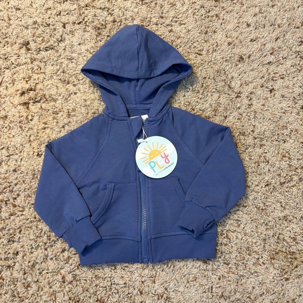 Little Sleepies Vintage Navy Zip Up Hoodie 6-12 months NWT